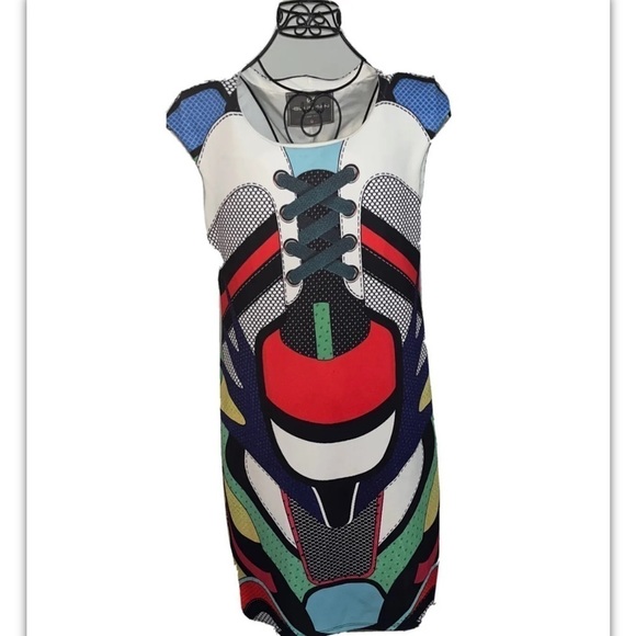 Blueman Rio Lifestyle Dress Shoe String Dress BODYCON Sz M Boho Multicolored - Picture 3 of 10